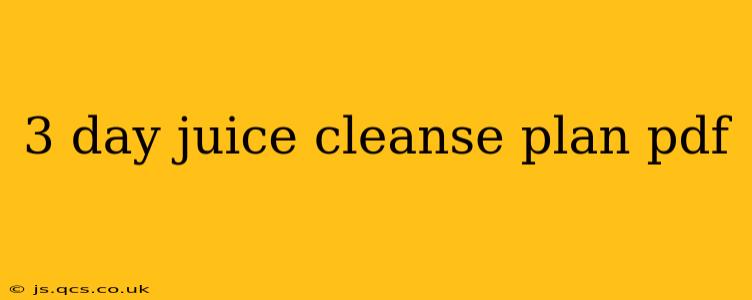 3 day juice cleanse plan pdf