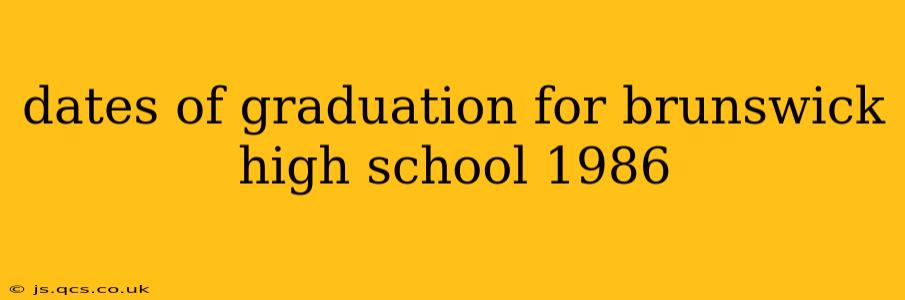 dates of graduation for brunswick high school 1986