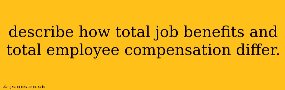 describe how total job benefits and total employee compensation differ.