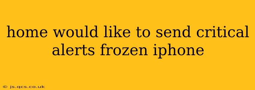 home would like to send critical alerts frozen iphone