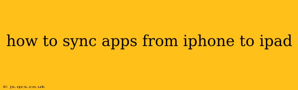 how to sync apps from iphone to ipad