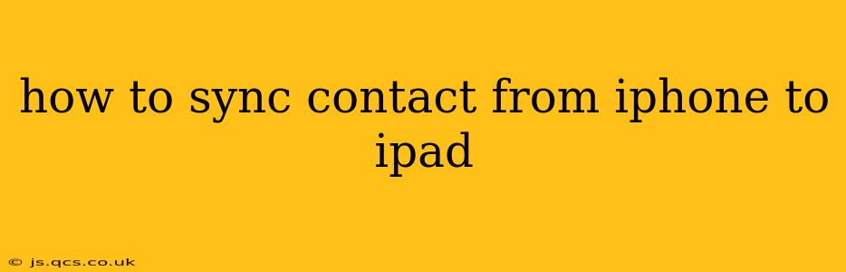 how to sync contact from iphone to ipad