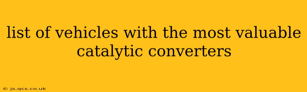 list of vehicles with the most valuable catalytic converters