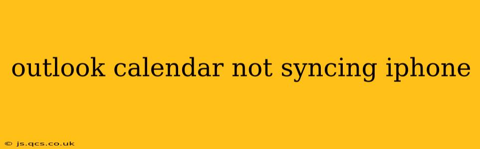 outlook calendar not syncing iphone