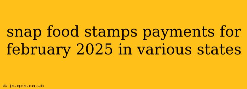 snap food stamps payments for february 2025 in various states