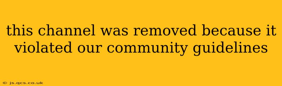this channel was removed because it violated our community guidelines